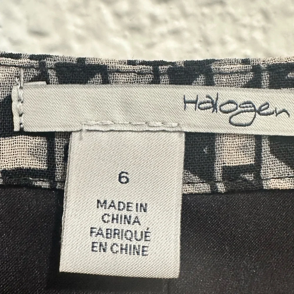 Halogen Dress Pleated Fit Flare Black Cream Women’s Size 6